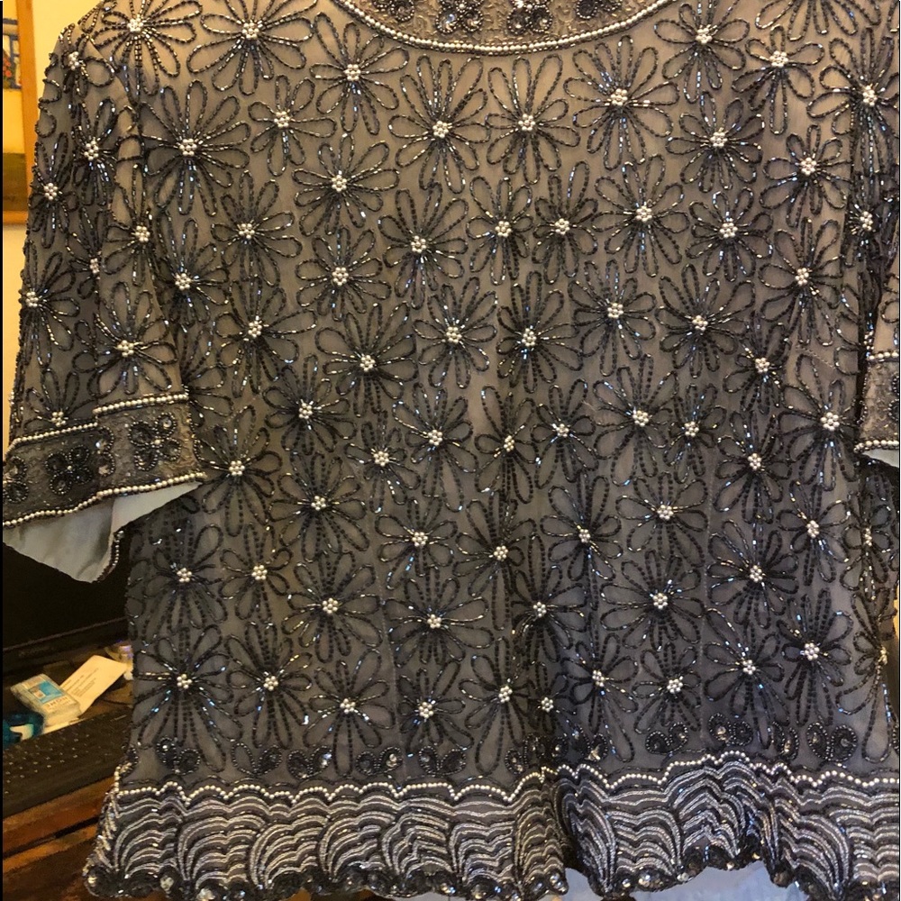 Plus Size gorgeous Papell  Evening beaded top.